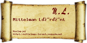 Mittelman Lóránt névjegykártya